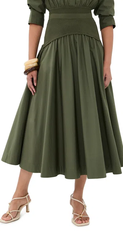 Simkhai Ovie Midi Skirt Fern In Green