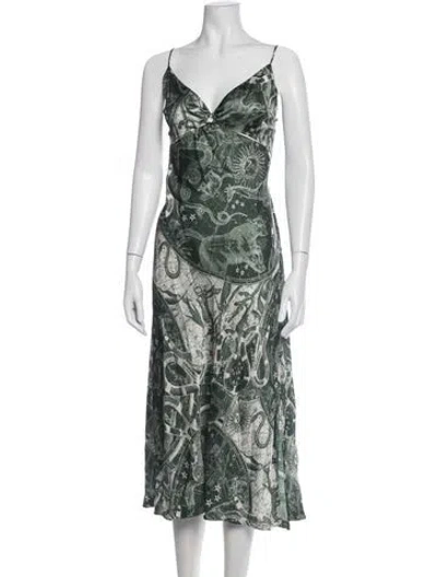Pre-owned Simkhai Paisley Print Long Dress In Green