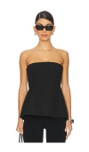 Simkhai Parker Strapless Crepe Peplum Top In Black