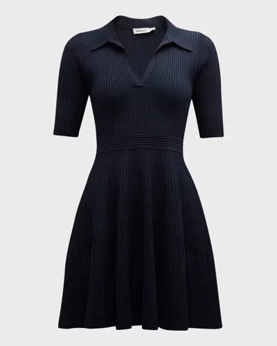 Simkhai Patricia Polo Ribbed Mini Dress In Blue