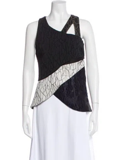Pre-owned Simkhai Patterned Asymmetrical Top In Black