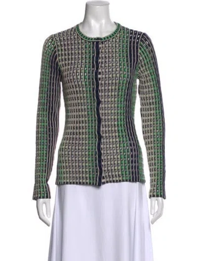 Pre-owned Simkhai Patterned Crew Neck Sweater In Green