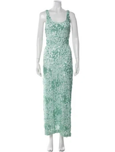 Pre-owned Simkhai Patterned Long Dress In Green