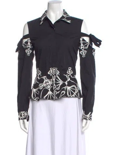 Pre-owned Simkhai Patterned Long Sleeve Top In Gray