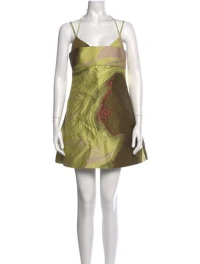 Pre-owned Simkhai Patterned Mini Dress In Green