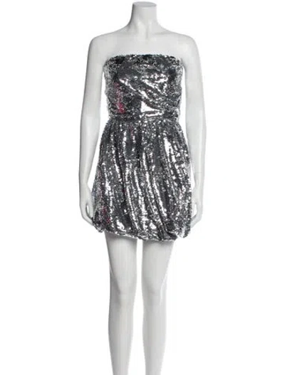 Pre-owned Simkhai Patterned Mini Dress In Silver