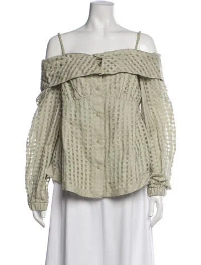 Pre-owned Simkhai Patterned Off-the-shoulder Blouse In Green
