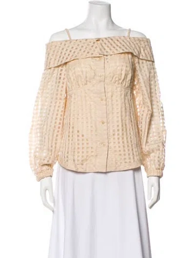 Pre-owned Simkhai Patterned Off-the-shoulder Blouse In Neutral