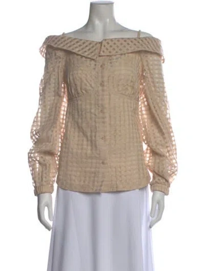 Pre-owned Simkhai Patterned Off-the-shoulder Blouse In Neutral