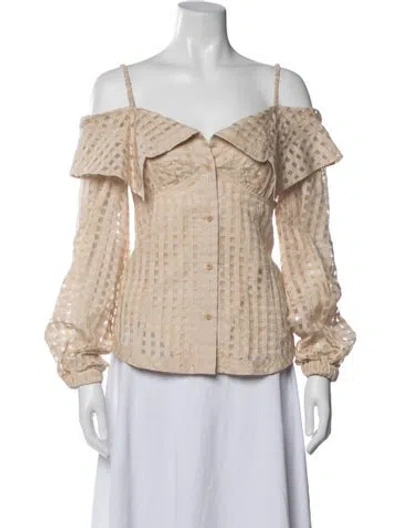 Pre-owned Simkhai Patterned Off-the-shoulder Blouse In Neutral