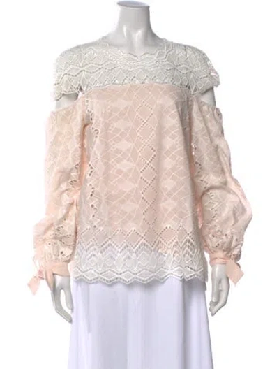 Pre-owned Simkhai Patterned Off-the-shoulder Blouse In White
