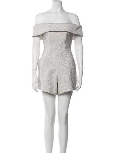 Pre-owned Simkhai Patterned Off-the-shoulder Romper In Silver