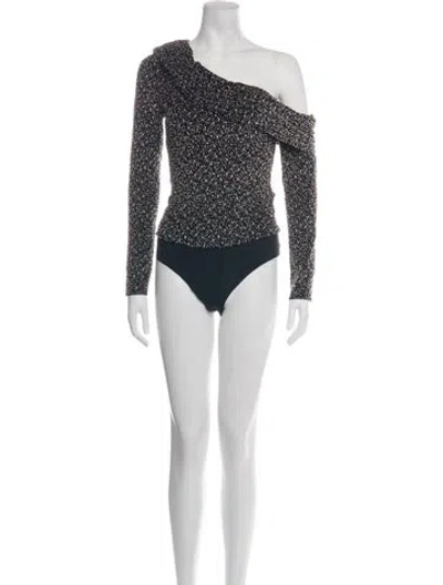 Pre-owned Simkhai Patterned One-shoulder Bodysuit In Blue