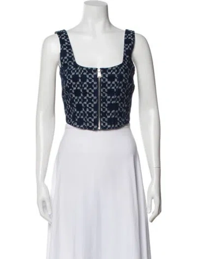 Pre-owned Simkhai Patterned Square Neckline Crop Top W/ Tags In Multi