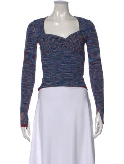 Pre-owned Simkhai Patterned Square Neckline Sweater In Brown