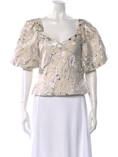 Pre-owned Simkhai Patterned Square Neckline Top W/ Tags