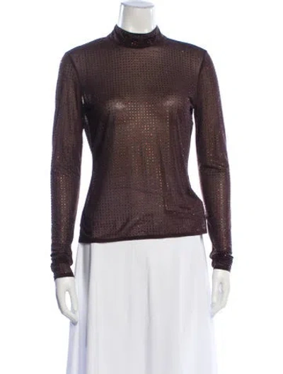 Pre-owned Simkhai Patterned Turtleneck Top In Brown