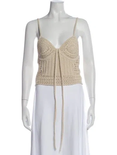 Pre-owned Simkhai Patterned V-neck Crop Top W/ Tags In Neutral