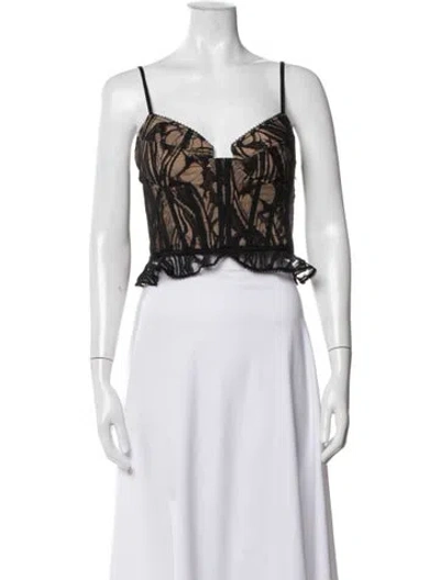Pre-owned Simkhai Patterned V-neck Crop Top In White