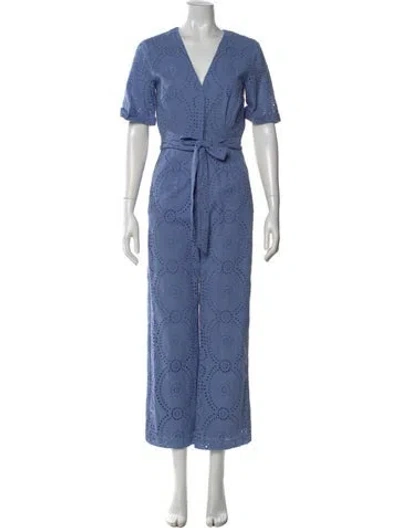 Pre-owned Simkhai Patterned V-neck Jumpsuit In Blue