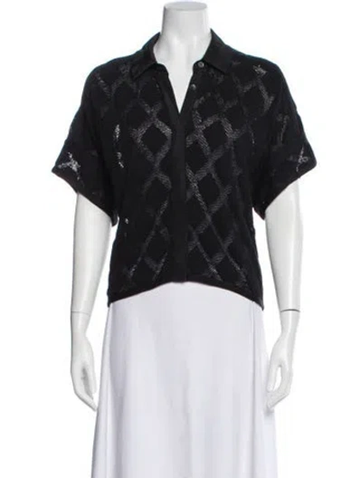 Pre-owned Simkhai Patterned V-neck Top In Black