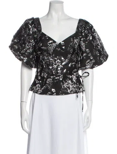 Pre-owned Simkhai Patterned V-neck Top In Grey