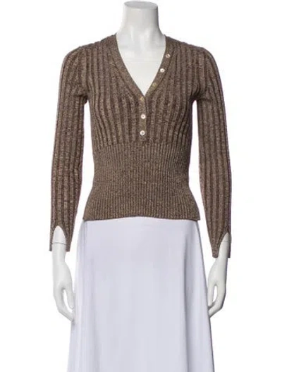Pre-owned Simkhai Patterned V-neck Top In Neutral