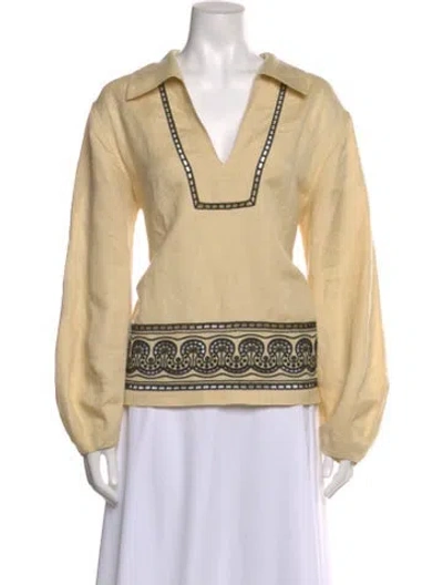 Pre-owned Simkhai Patterned V-neck Top In Neutrals