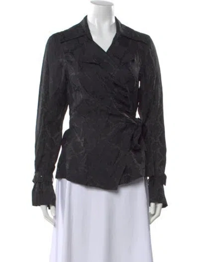 Pre-owned Simkhai Patterned V-neck Top W/ Tags In Gray