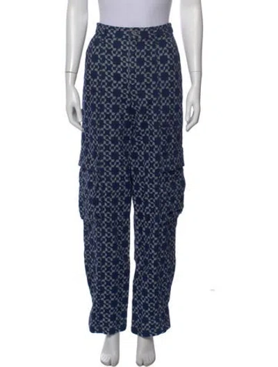 Pre-owned Simkhai Patterned Wide Leg Pants In Blue