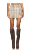 Simkhai Payton Wrap Mini Skirt In Sand Plaid