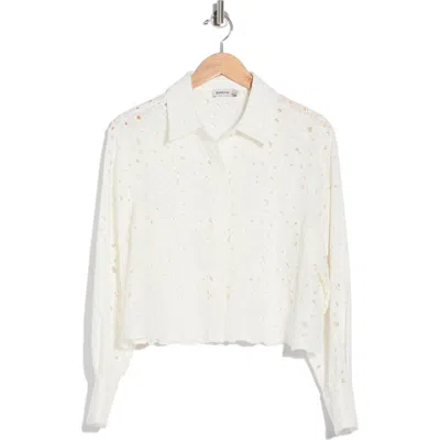 Simkhai Penelope Cotton Eyelet Button-up Shirt In White