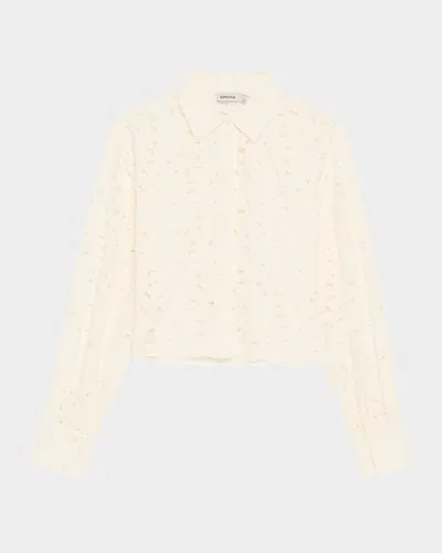 Simkhai Penelope Embroidered Long-sleeve Shirt In White