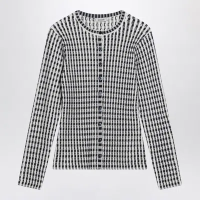 Simkhai Perforated Cardigan In Midnight Blue/white