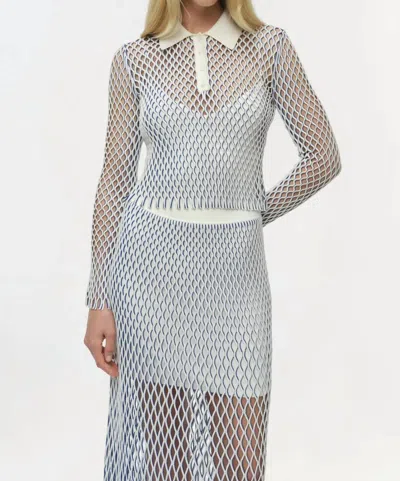 Simkhai Petra Knit Polo Top In Ivory Multi In Blue