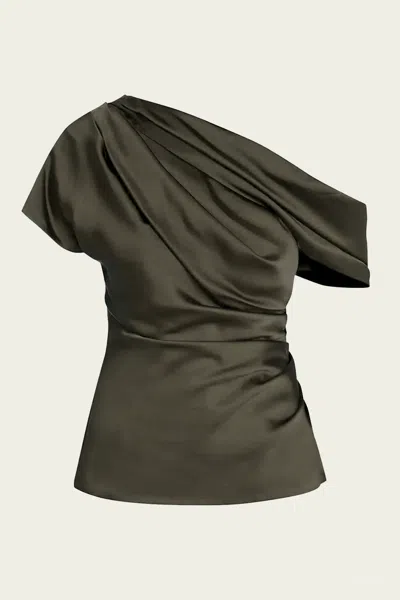 Simkhai Phoebe Drape Top In Dark Olive In Green