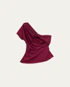 Simkhai Women's Phoebe Draped Satin Top In Cranberry In Purple