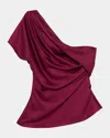 Simkhai Women's Phoebe Draped Satin Top In Cranberry In Purple