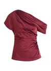 Simkhai Women's Phoebe Draped Satin Top In Cranberry In Red