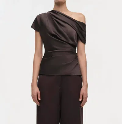 Simkhai Phoebe Draped Top In Chocolate In Brown