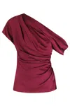 Simkhai Women's Phoebe Draped Satin Top In Cranberry In Red