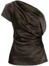 Simkhai Phoebe Draped Top In Chocolate In Brown