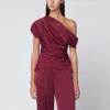 Simkhai Women's Phoebe Draped Satin Top In Cranberry In Burgundy