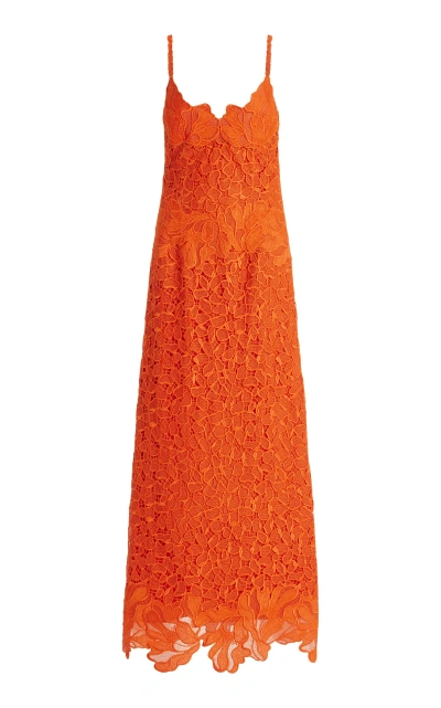 Simkhai Phoenix Embroidered Lace Maxi Dress In Orange