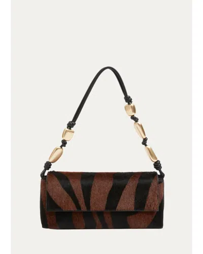 Simkhai Piedra Zebra-print Calf Hair Shoulder Bag In Pattern