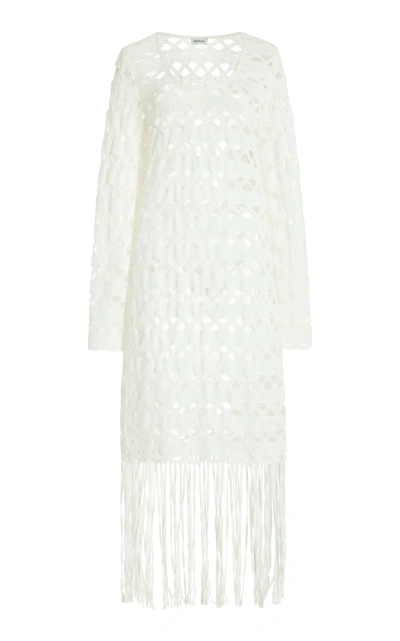Simkhai Pierce Fringed Crocheted-cotton Midi Dress In White