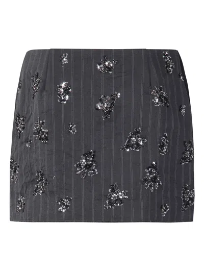 SIMKHAI PINSTRIPE EMBELLISHED MINI SKIRT