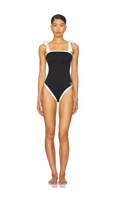 Simkhai Piper Bow Tie Strap One Piece Swimsuit In Multi