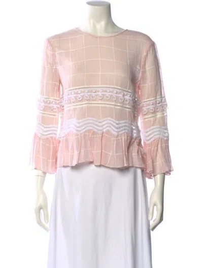 Pre-owned Simkhai Plaid Print Bateau Neckline Blouse In Multi