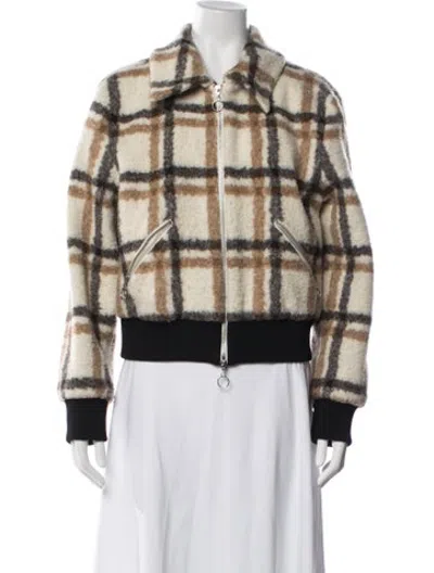 Pre-owned Simkhai Plaid Print Bomber Jacket In Neutrals